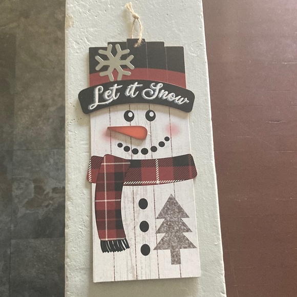 NWT Precious Holiday Glitter Let It Snow ⛄️ Snowman Decoration Sign w/ Metal ❄️ - Picture 9 of 11